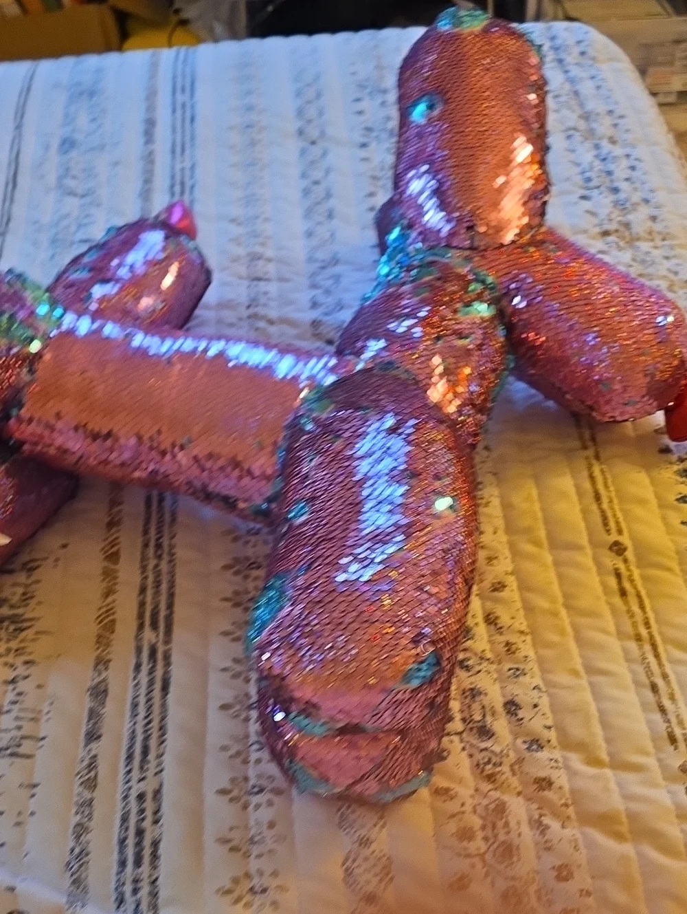 Sequin Plush Balloon Dog - Iridescent Pink